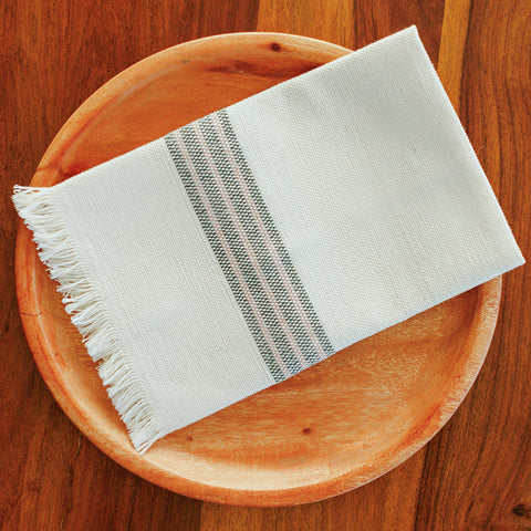 Handwoven Cotton Napkins - Olive and Rose