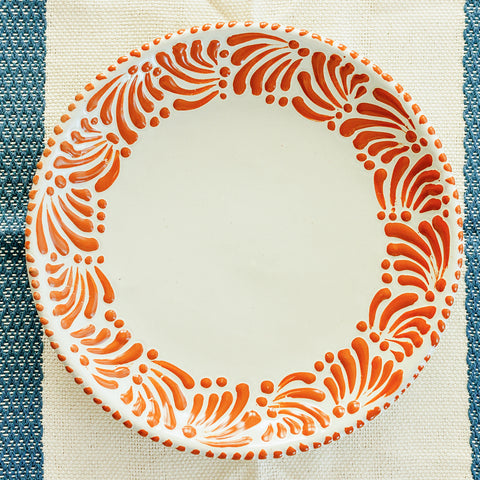 Talavera Bread Plate - Terracotta and White