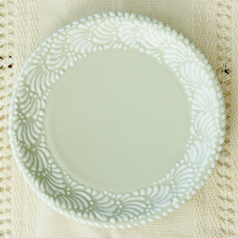 Talavera Salad Plate - Light Grey and White