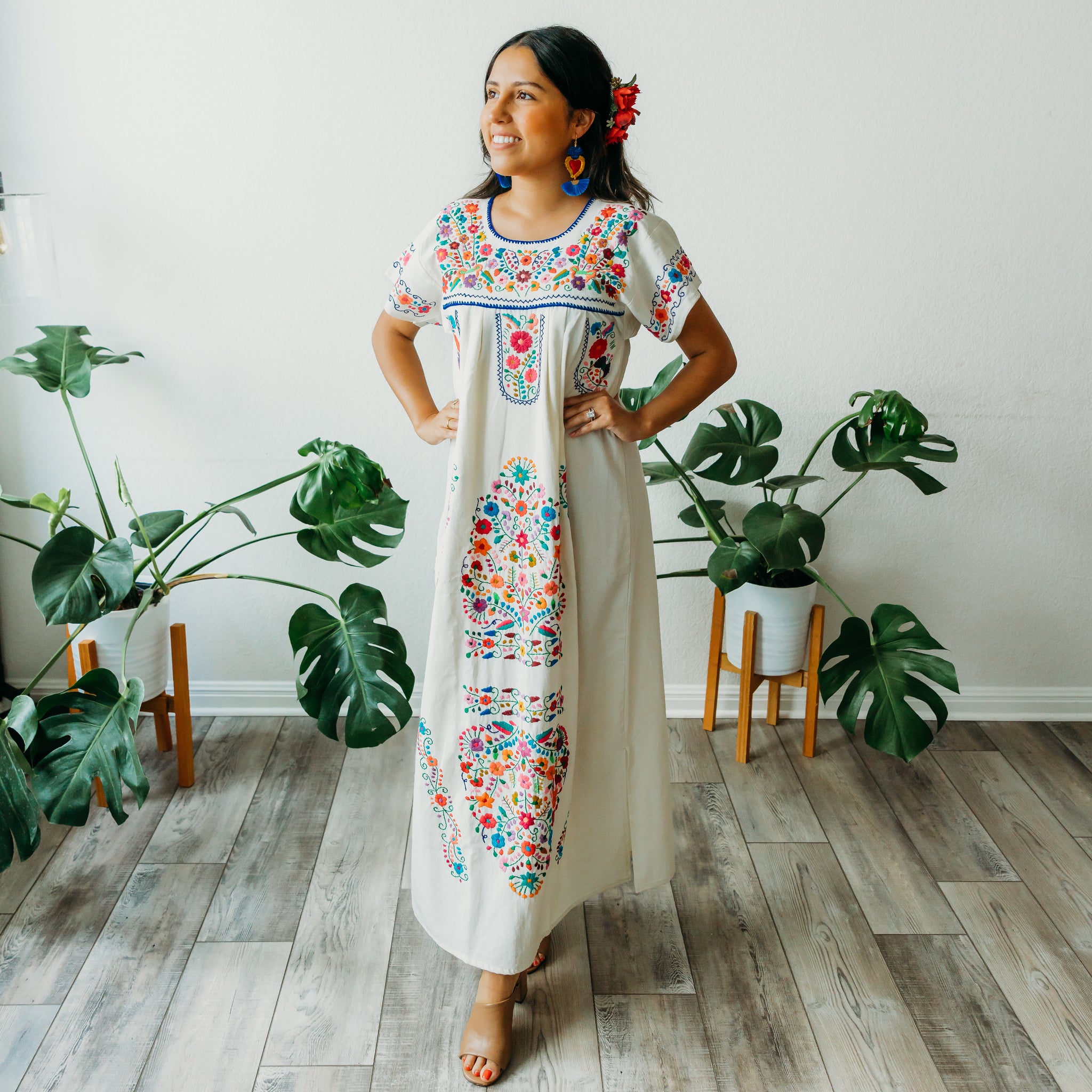Rosa Dress - Hand Embroidered Mexican Maxi Dress – Origin Mexico