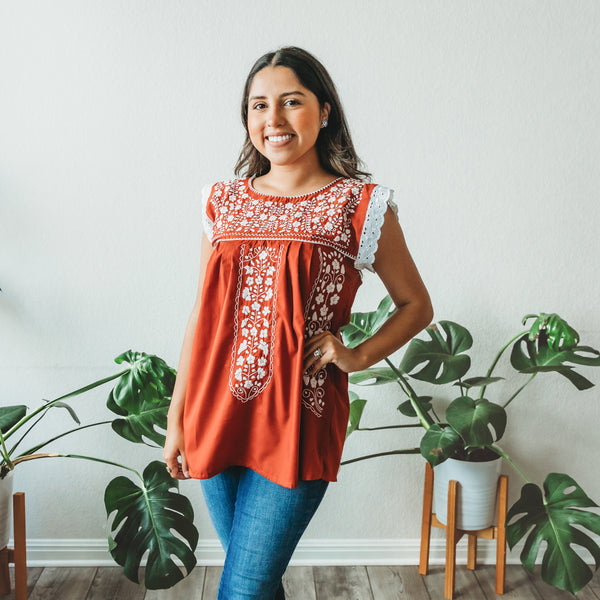 Natalia Lace Blouse - Hand Embroidered by Mexican Artisans