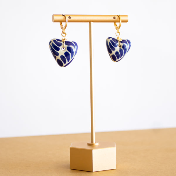 Alejandra Heart Earrings - 14K Gold Plated Talavera