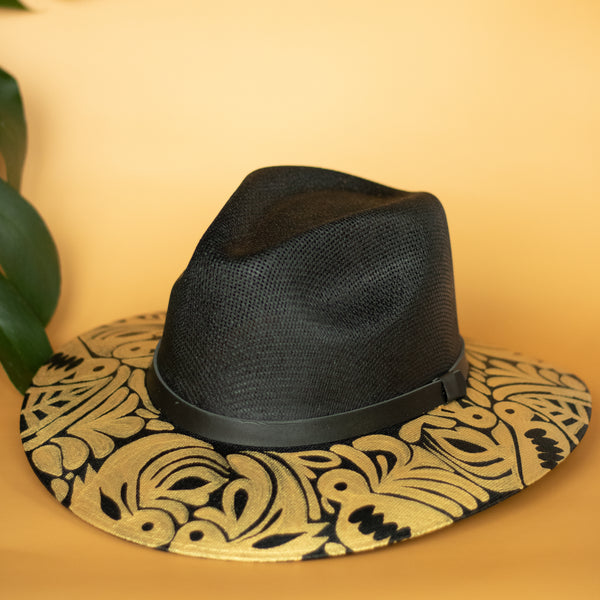 Jalapa Gold Hat - Hand Painted in Mexico