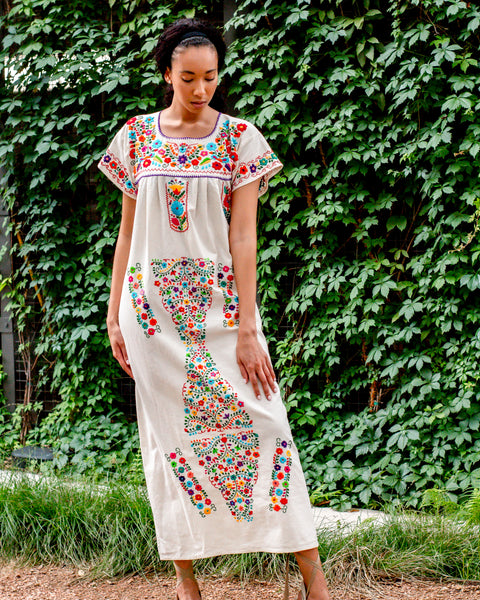 Rosa Dress - Hand Embroidered Mexican Maxi Dress