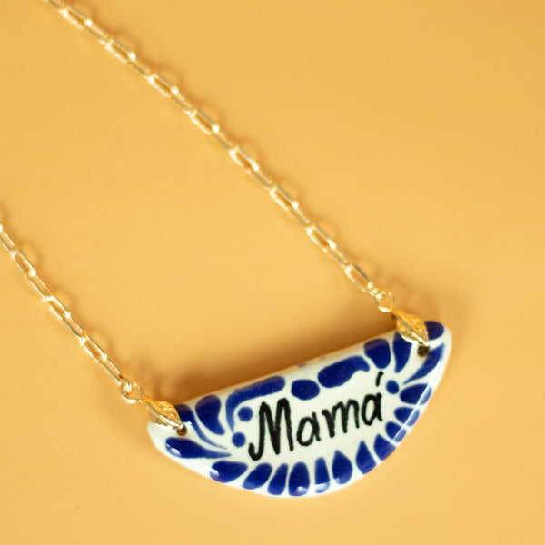 Claudia Mamá Necklace - Artisanal Blue Talavera Jewelry