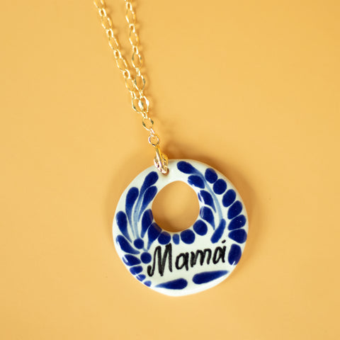 Gloria Mamá Necklace - Artisanal Blue Talavera Jewelry