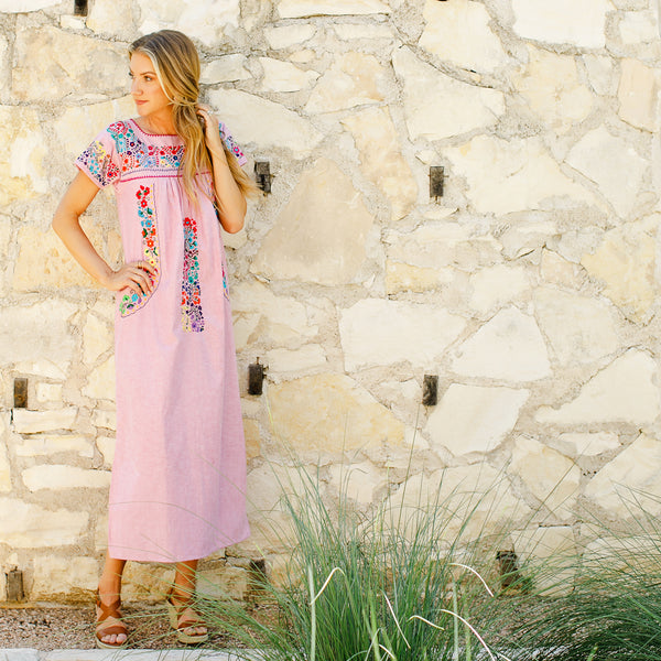 Jessica Dress - Hand Embroidered Mexican Maxi Dress
