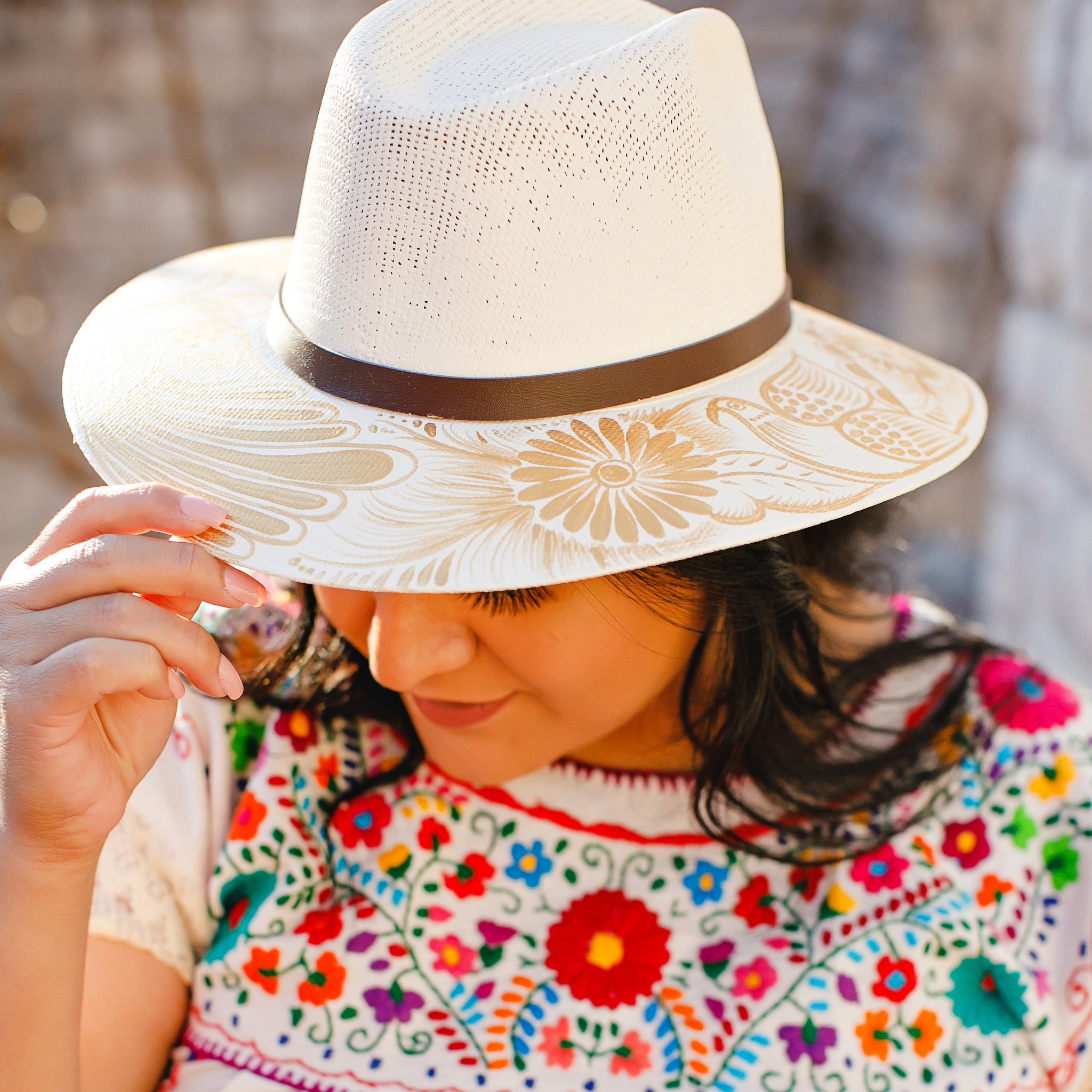 Andrea Artisanal Hat - Hand Painted in Mexico